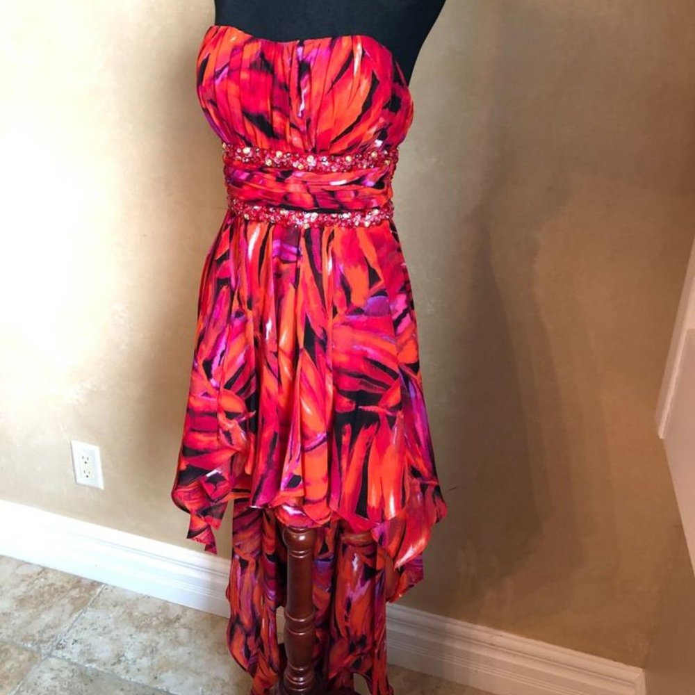 Highlow Tropical Print Dance Dress